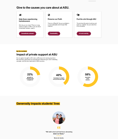 screenshot of the website featuring impact of asu